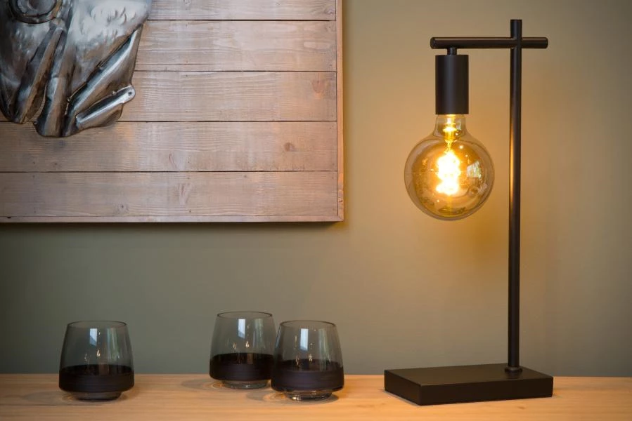 Lucide LEANNE - Lámpara de mesa - 1xE27 - Negro - ambiente 1